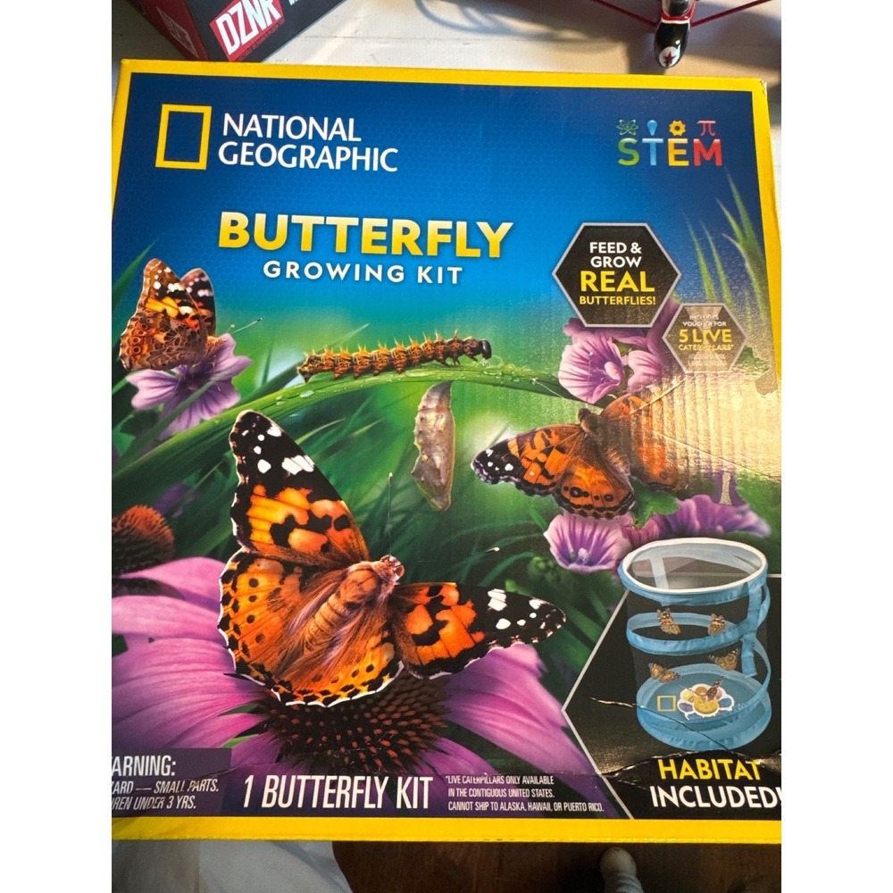 New National Geographic Butterfly Growing Kit Kids OS Blue  STEM Science Habitat